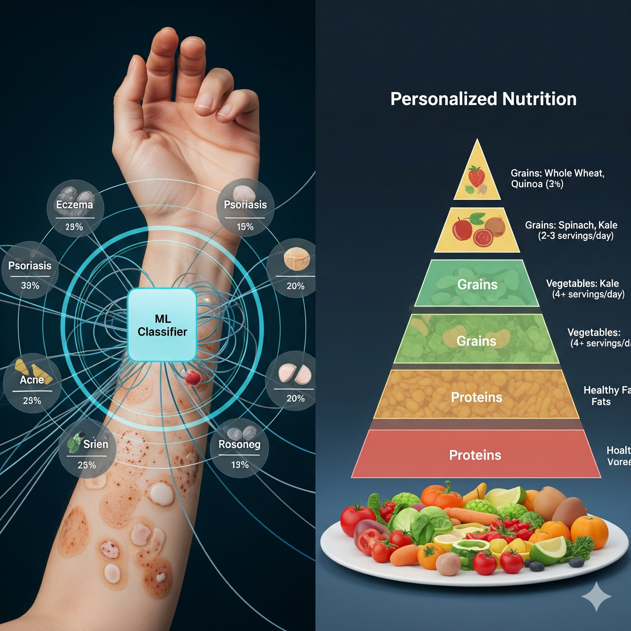 Dermatitis Stratification and Cancer Prognostication with Diet Pyramid